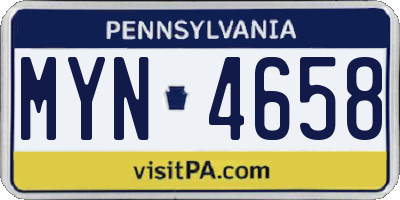 PA license plate MYN4658