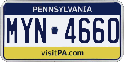 PA license plate MYN4660