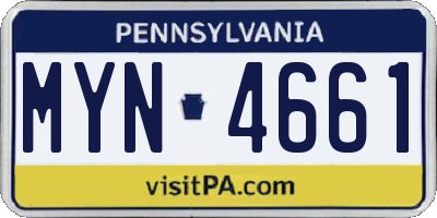 PA license plate MYN4661