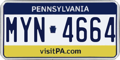 PA license plate MYN4664