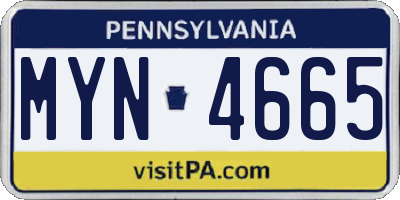 PA license plate MYN4665