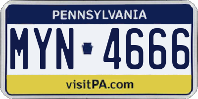 PA license plate MYN4666