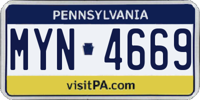 PA license plate MYN4669
