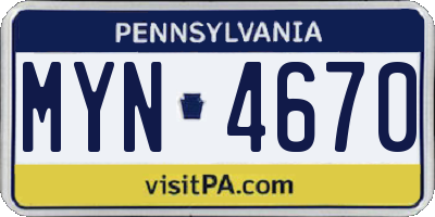 PA license plate MYN4670