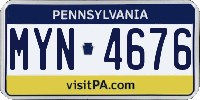 PA license plate MYN4676