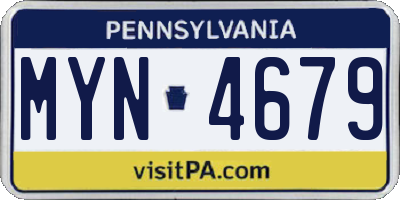 PA license plate MYN4679