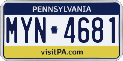 PA license plate MYN4681