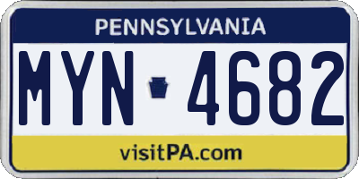 PA license plate MYN4682