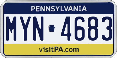 PA license plate MYN4683