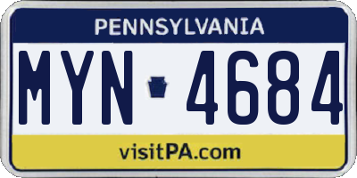 PA license plate MYN4684