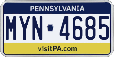 PA license plate MYN4685