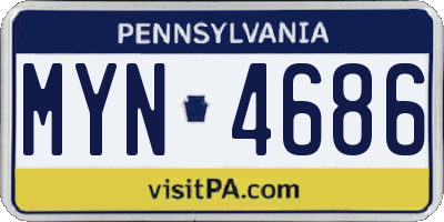 PA license plate MYN4686