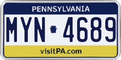 PA license plate MYN4689