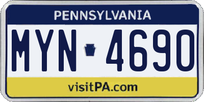 PA license plate MYN4690