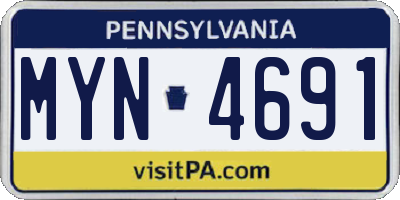 PA license plate MYN4691