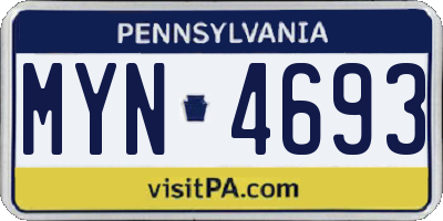 PA license plate MYN4693