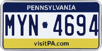 PA license plate MYN4694
