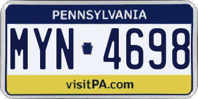 PA license plate MYN4698