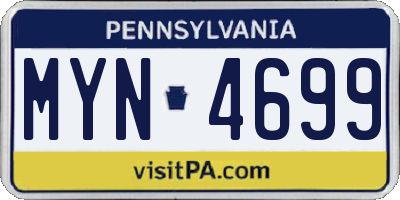 PA license plate MYN4699
