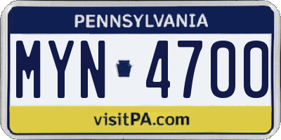 PA license plate MYN4700