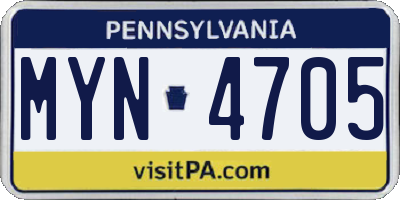 PA license plate MYN4705