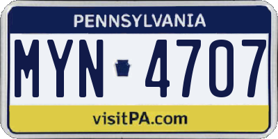 PA license plate MYN4707