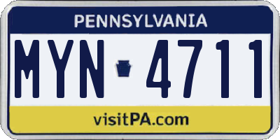 PA license plate MYN4711