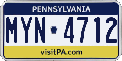 PA license plate MYN4712