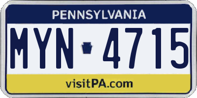 PA license plate MYN4715