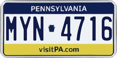 PA license plate MYN4716