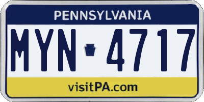 PA license plate MYN4717