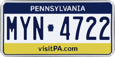 PA license plate MYN4722