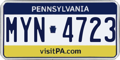 PA license plate MYN4723