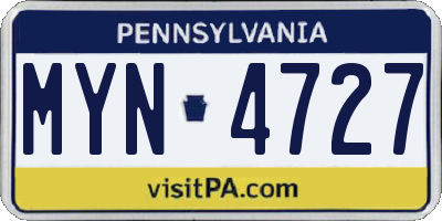 PA license plate MYN4727