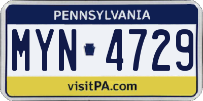 PA license plate MYN4729
