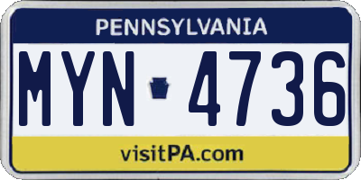 PA license plate MYN4736