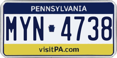 PA license plate MYN4738