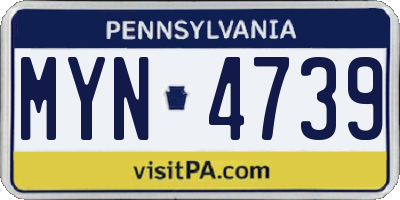 PA license plate MYN4739