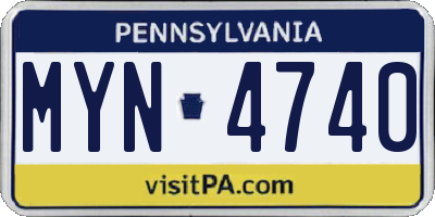 PA license plate MYN4740