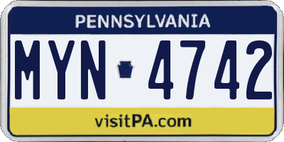 PA license plate MYN4742