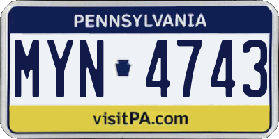 PA license plate MYN4743