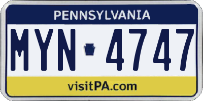 PA license plate MYN4747