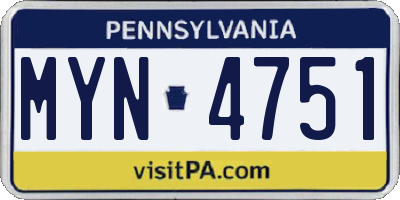 PA license plate MYN4751