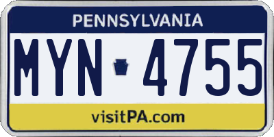 PA license plate MYN4755