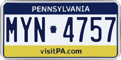 PA license plate MYN4757