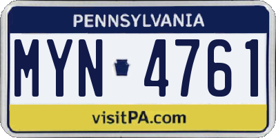 PA license plate MYN4761