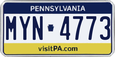 PA license plate MYN4773