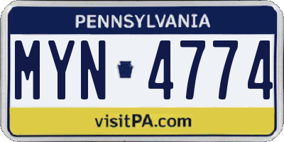 PA license plate MYN4774