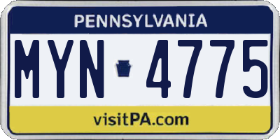 PA license plate MYN4775