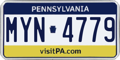 PA license plate MYN4779